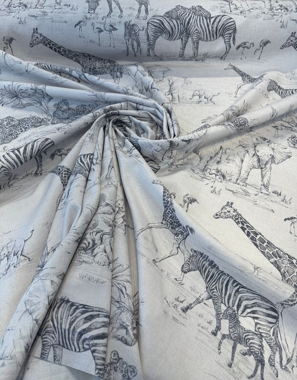 1 Yard Jungle Love Graphite Animal Print Upholstery Drapery Fabric 54 Inch